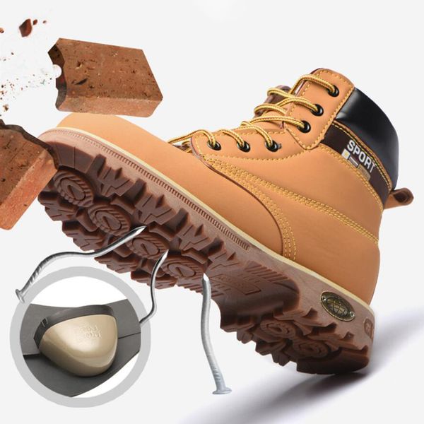 

indestructible men safety boots steel toe anti-smashing work shoes mens ankle boots puncture proof anti-slip construction shoes, Black