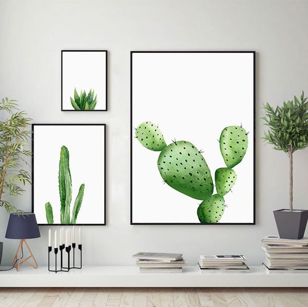 

tropical plants cactus leaves wall art canvas posters and prints minimalist painting wall pictures for home decor,drop ship