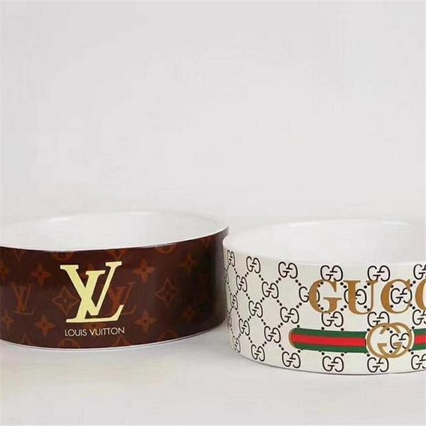 

latest pattern pets bowls fashion letter stripe pet feeders trendy ceramic personality pet bowl & feeders accessories
