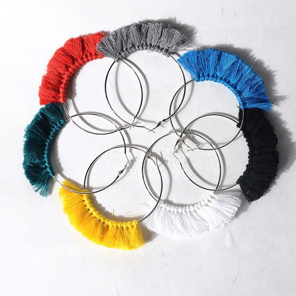 

new fashion jewelry accessories bohemia round blue color tassel dangle earring gift for lover's girl wholesale e357, Golden