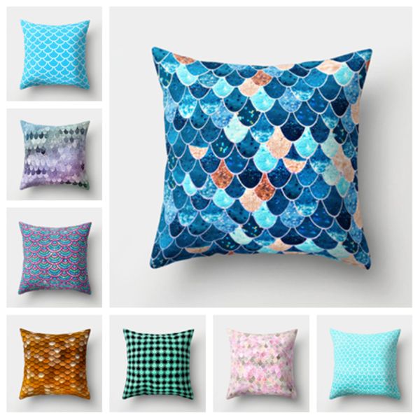 

new 16style mermaid fish scale pillowcase cover glamour square pillow case cushion cover sofa car pillow covers t2i5236