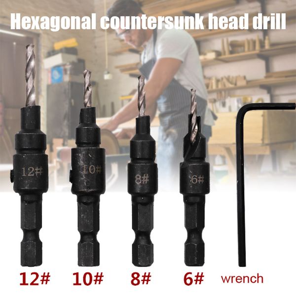 

countersink woodworking drill bit set woodworking hole opener kit with wrench clh@8