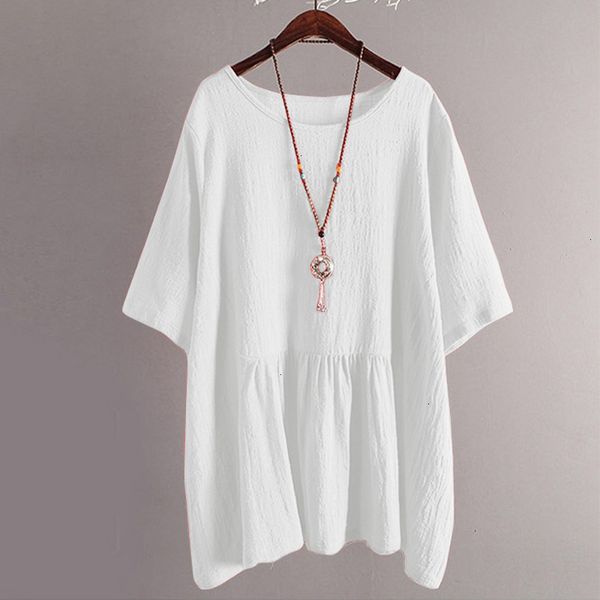 

women summer blouse womens blouse 2019 solid summer tunic vintage peplum shirts female plus size casual solid baggy blusas, White