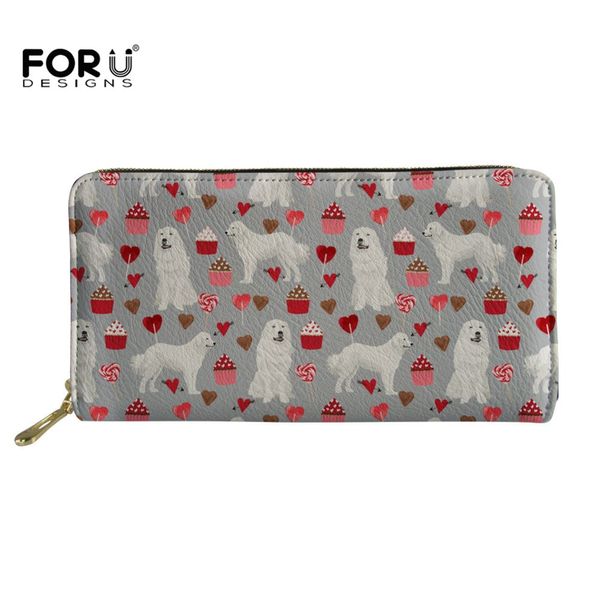 

forudesigns 2019 wallet women great pyrenees printing for long style multi-functional card holder zipper purse clutch money bag, Red;black