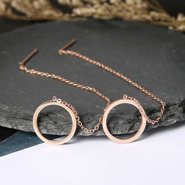 

smjel stainless steel circle drop earrings women round threader earrings long ear line chain ear fashion earings jewelry, Silver