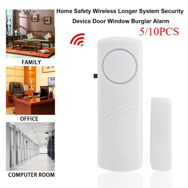 

5pcs/10pcs door window wireless burglar alarm with magnetic sensor home safety wireless longer system security device