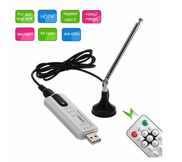 2019 Mais Novo Digital DVB satélite T2 usb tv vara cccam Sintonizador com antena Remoto HD TV Receiver DVB-T2 / DVB-C / FM / DAB