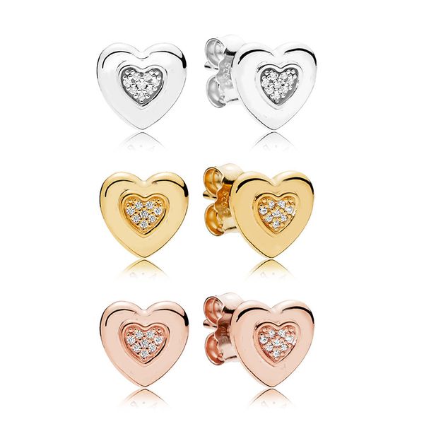 

forever signature stud earrings 100% 925 sterling silver signature stud earrings for fashion women jewelry, Golden;silver