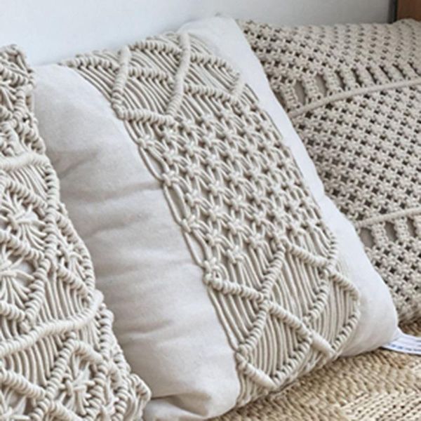 Bohemia Handmade Algodão Macrame Throw Travesseiro Casos Capa Descanso Sofá Sofá Boho Home Decor Presente Cream Almofada Decorativa Almofada 000