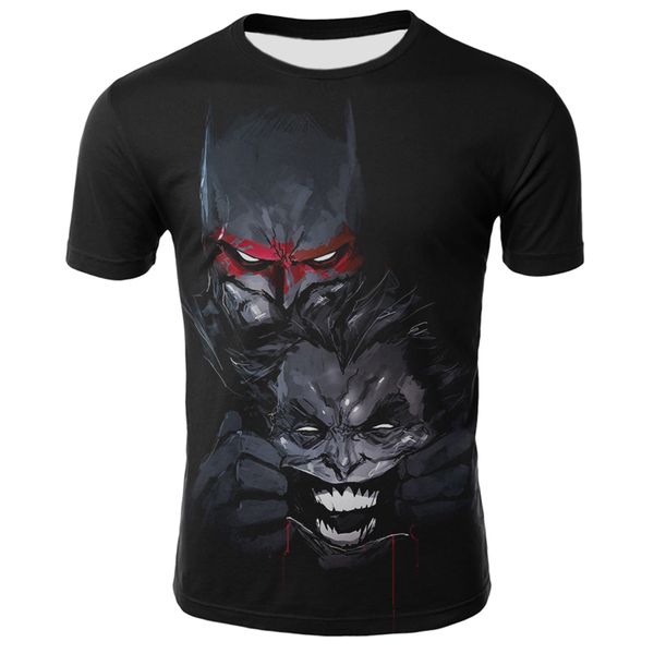 

summer 2020 new clown t-shirt men's wild face 3d printed horror fashion men's t-shirt selling street short sleeves, White;black