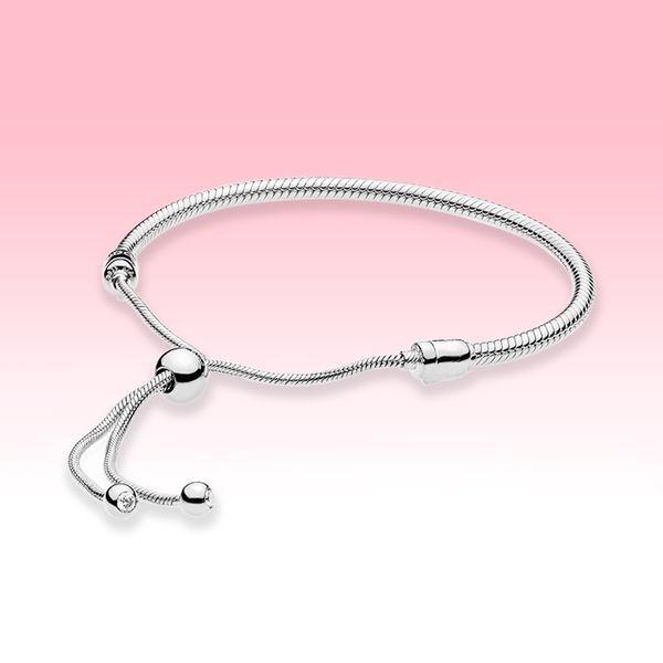 

925 sterling silver charms bracelet adjustable size hand chain for pandora snake chain slider women bracelet with original box, Golden;silver