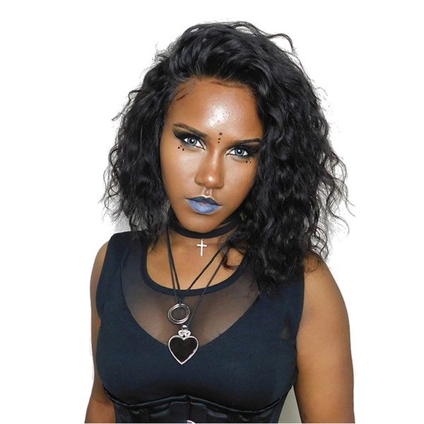 

gluless full lace wigs for women wavy short bob human hair wigs for women natural black 180% brazilian wig remy