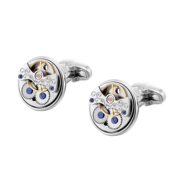 

inbordeaux flywheel wedding custom luxury cufflinks mint blanc for mens rotating punk core watch cuff links beene wholesale novelty jewelry, Silver
