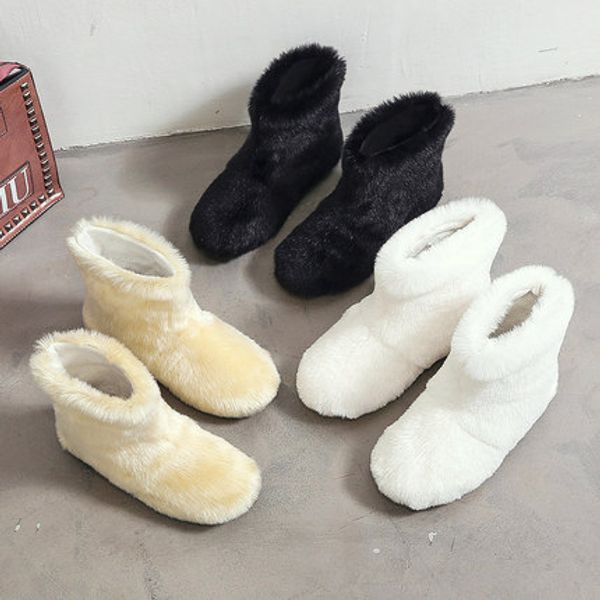 

snow boots female 2019 new fashion winter short tube cute warm plus velvet fur boots, Black
