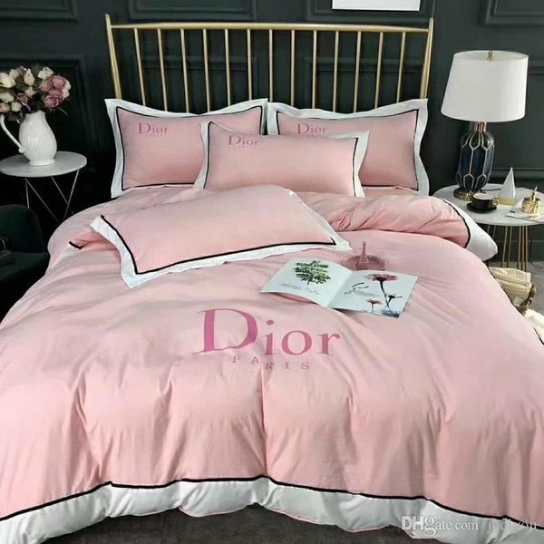 Youth Classic Pink Bedding Set With Velvet Trim Bedclothes