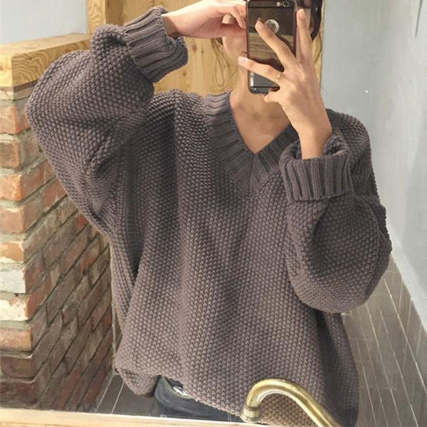 

women's sweaters fashion women warm pacthwork v-neck solid knitted long sleeve sweater chic autumn winter thick pullovers #10, White;black