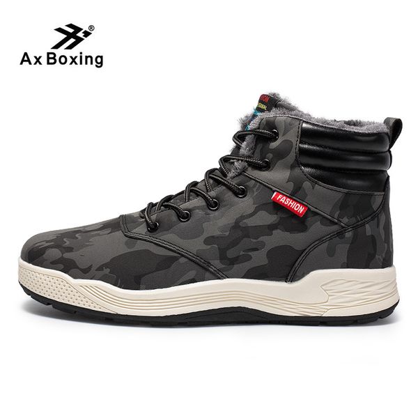 

ax boxing winter warm men boots plus men snow boots handmade waterproof working ankle high shoes, Black