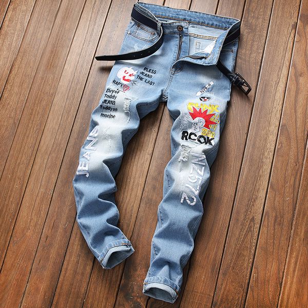 

men's 2020 luxury designer jeans fashion skinny biker ripped jeans de designer pour hommes diesel rock levi men's jeans da uomo sl, Blue