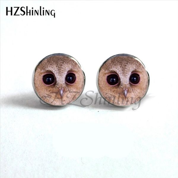 

2019 vintage owl stud earrings night owl ear studs cute owl jewelry glass cabochon earrings handmade hz4 nes-0085, Golden;silver