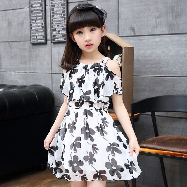 

flower girl dresses summer chiffon kids dresses floral children clothing princess party dress for girls clothes dropshipping, Red;yellow