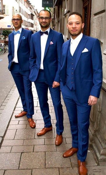 

wedding tuxedos one-button groom suit set groomsman suit blue wedding party suit (jacket+pants+vest) custom made for evening party d96, White;black