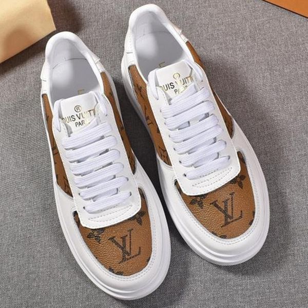 

new men's and women's sports shoes luxury designer shoes leather letters color matching lace-up low flat fashion casual couple run, Red;white