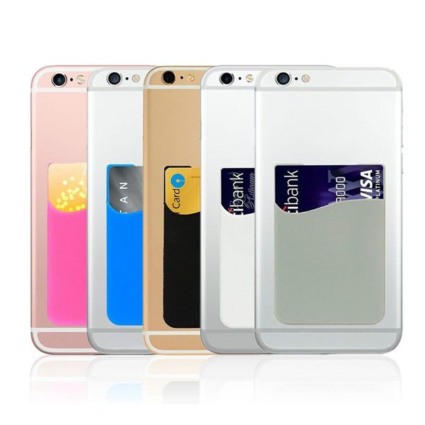 

silicone wallet credit card pocket bag card holder slot phone back cover case pouch with 3m adhesive sticker for smart phones logo