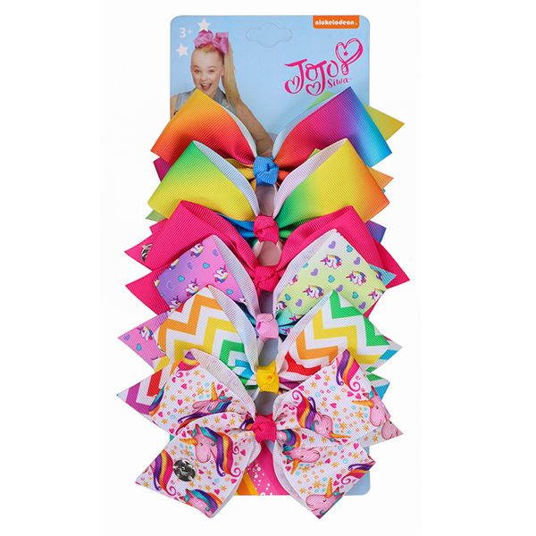 

6pcs/set jojo bows hair for girls handmade bowknot hair bows for girls accessoires kids clips, Slivery;white