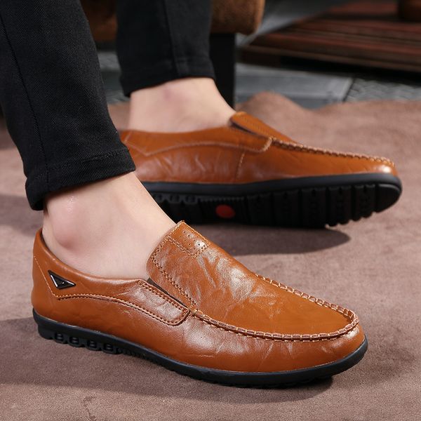 

men shoes fashion leather comfortable shoes flats casual size38-47, Black