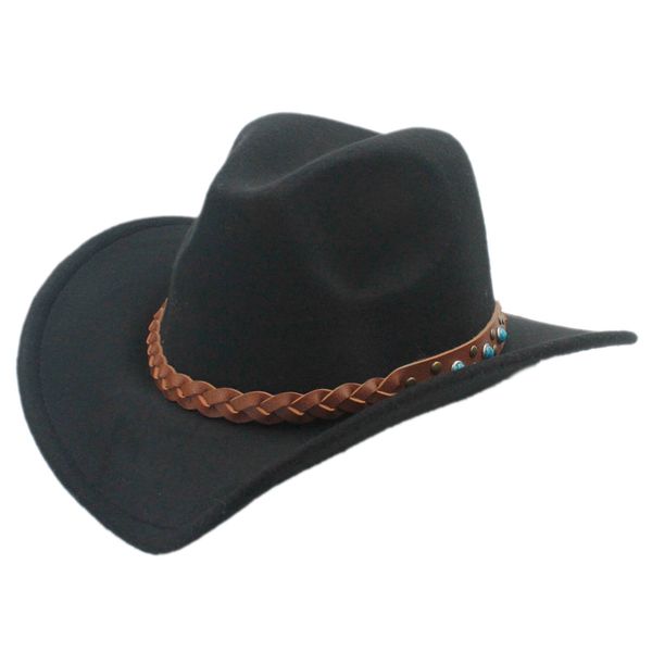 

new fashion cowboy hats for men and women outdoor classic big brimmed hat wool blend lover cap western cowgirl hats, Blue;gray