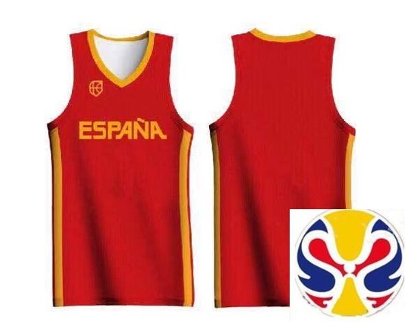 

2019 чемпионат мира по баскетболу испания джерси команды espana 13 газоль 9 рикки рубио 41 juancho hernangomez 14 willy geuer 5 rudy fernand, Black;red