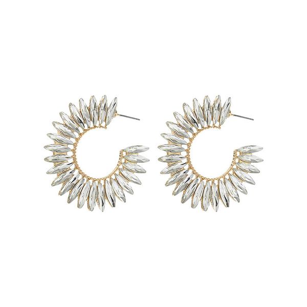 

2020 european and american popular c-line full diamond crystal earrings, Golden