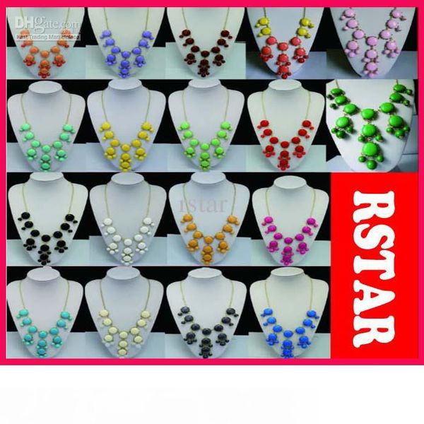 

new women resin gem bubble bib statement fashion necklace 6 colors 12pcs lot mix color xl10, Golden;silver