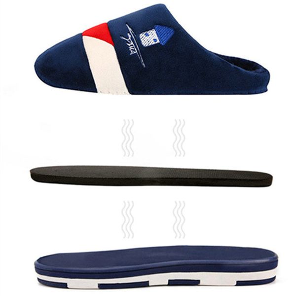 

good quality women men warm memory foam anti-slip plush breathable slip on slippers autumn winter couple indoor clog house shoes, Black