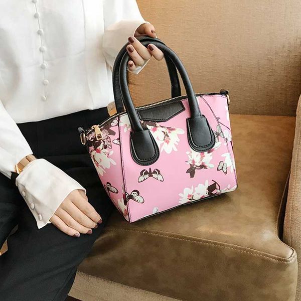 

fashion women messenger shell bag handle floral print pu leather shoulder bags ladies zipper purses soft crossbody handbag