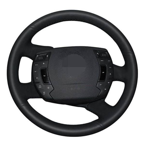 

car steering wheel cover hand-stitched black genuine leather for c5 2008 2009 2010 2011 2012 2013 2014 2020 -2020