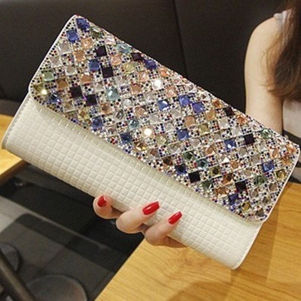 

women day clutches bling colorful diamonds evening bag ladies wedding clutch sequin party mini handbag chic chain clutch 2019