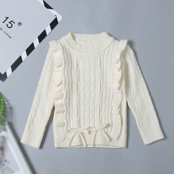 

newborn toddler fall autumn winter 1-5y children baby girl ruffle knitted sweater warm cardigan kids pullover outwear warm new, Blue