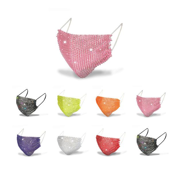 

designer face mask fashion soft face masks female mask with drill mask sun protection masks summer decoration rhinestone facemask