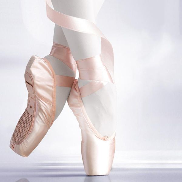 

2020 bandage ballet dance shoes girl pointed shoes canvas/satin dance with silicone toe pads women flats, Black