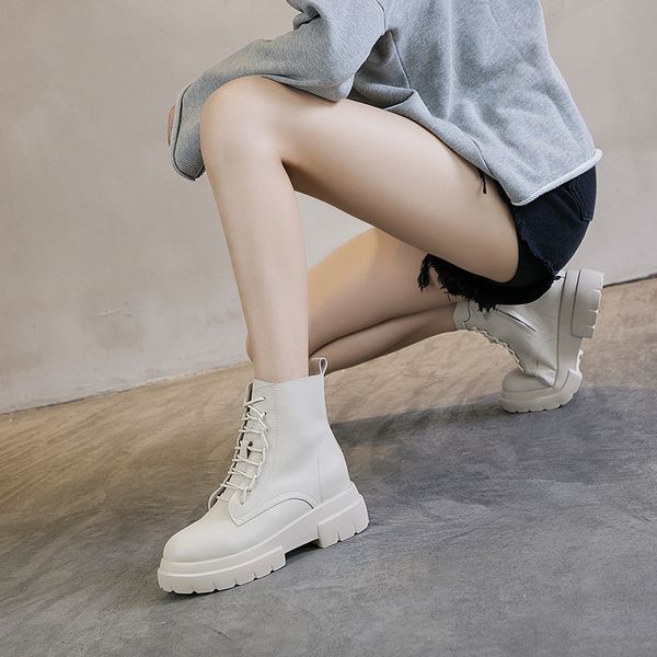 

2019 woman boots woman england chalaza short boots genuine leather increase, Black