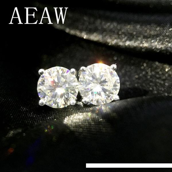 

genuine14k 585 white yellow gold push back 2ctw fg color test positive lab grown moissanite diamond earrings for women sh190930