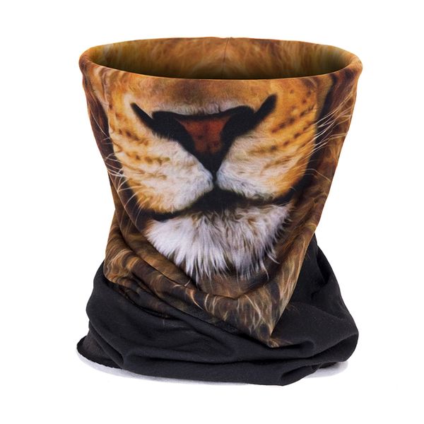 

3d printing lion face scarf multi functional bandana headband tubular magic bandanas tube ring scarf, Black
