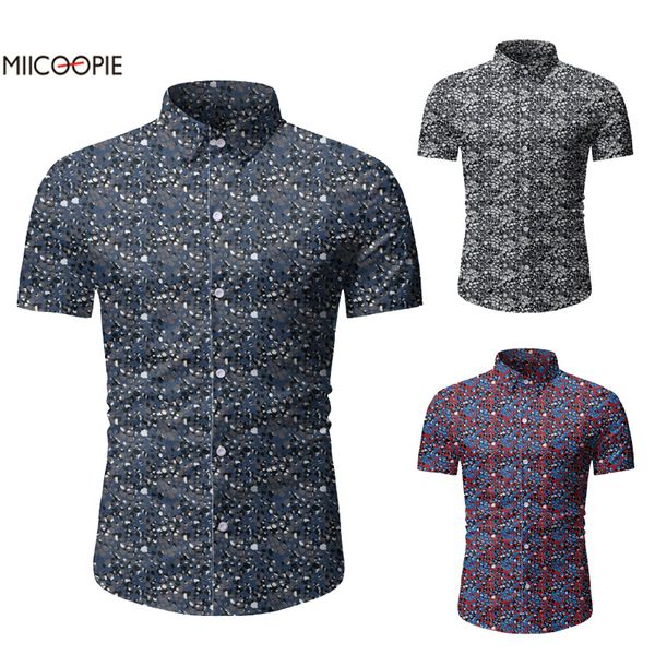 

men's short sleeve shirt printed casual shirt slim men's business dress, White;black