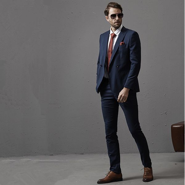 

men's suit 2-piece suit (jacket + pants) wedding groom groomsman dress single button men's business casual suit set custom made, White;black