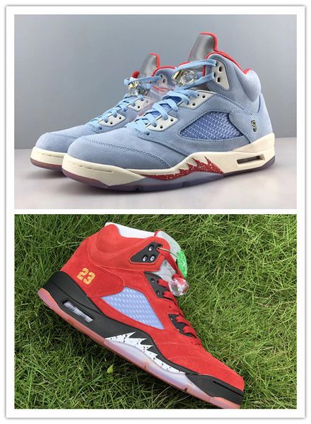 

2019 new 5 v ice blue red room x men basketball shoes 5s training sports outdoor sneakers with box size 7-12