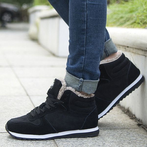

plus size 46 women boots comfort women shoes plush warm snow boots female winter women's sneakers ankle for, Black