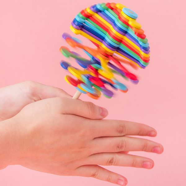 

wooden rotary stress relief spin lollipop toys creative decompression rotating lollipop fun magic diy toys children gifts