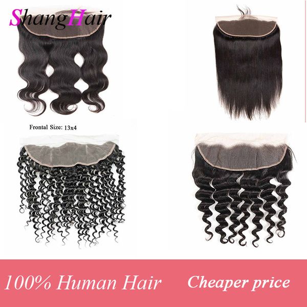 

бразильский lace фронтальная закрытие straight deep water wave малазийский virgin человеческих волос объемная волна затворы уха до уха 13x4, Black;brown