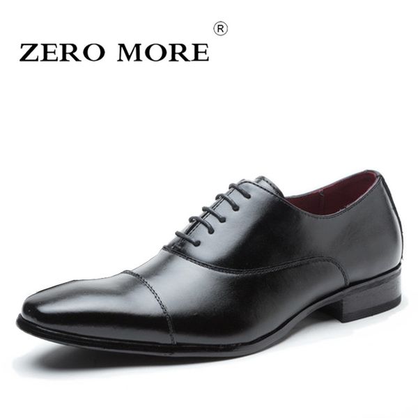 

zero more mens shoes casual formal luxury dress square toe design split leather shoes men 2018 lace up oxfords, Black